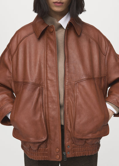 Oversized leather jacket