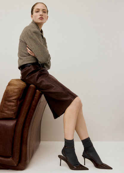 Croc-effect midi-skirt