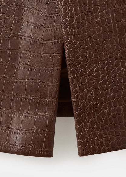 Croc-effect midi-skirt