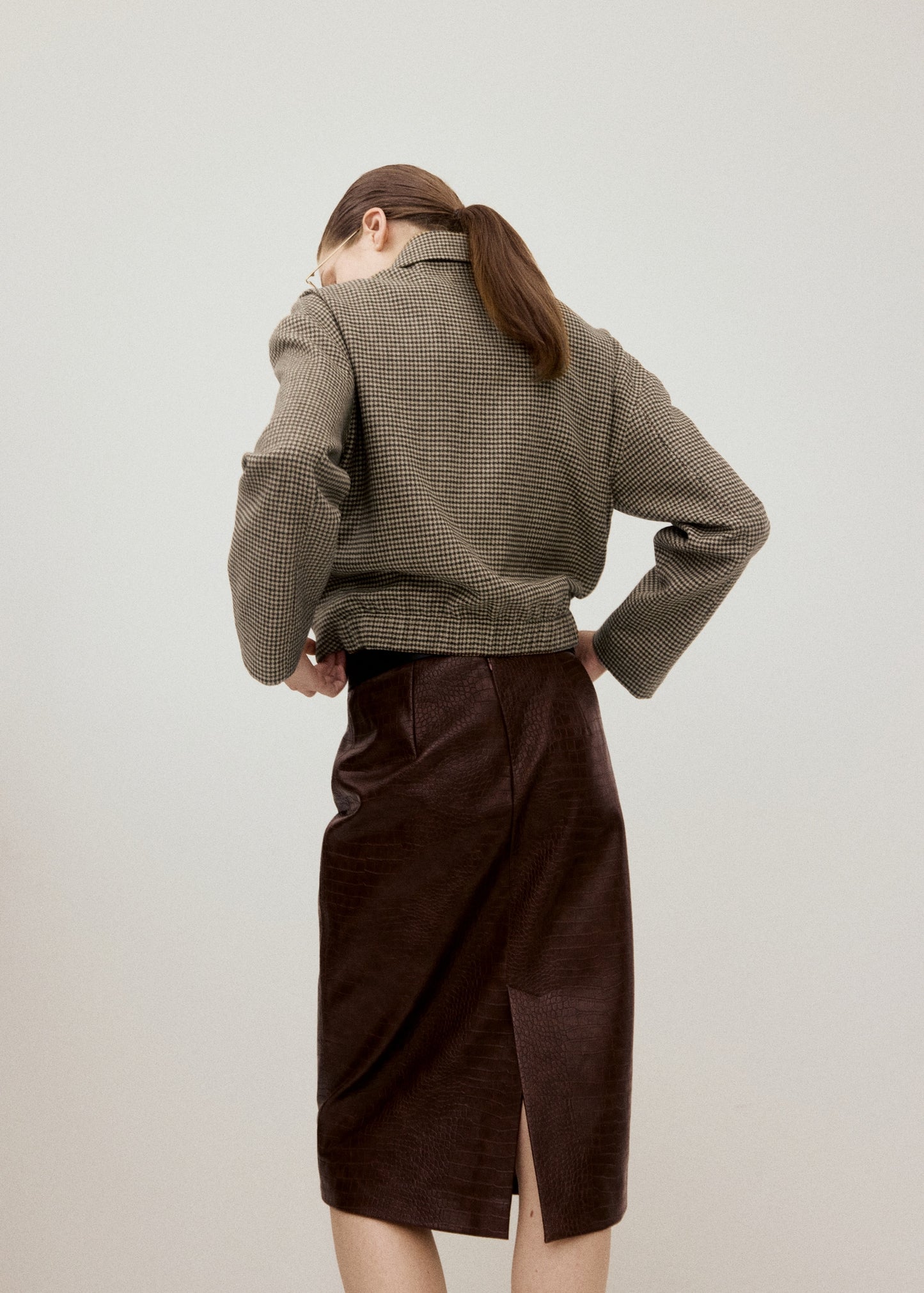 Croc-effect midi-skirt