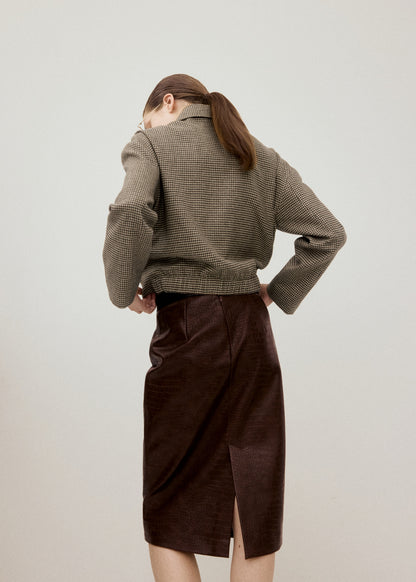 Croc-effect midi-skirt