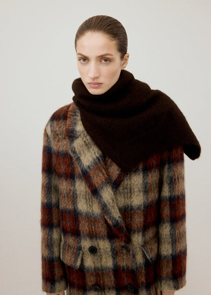 Wool-blend check coat