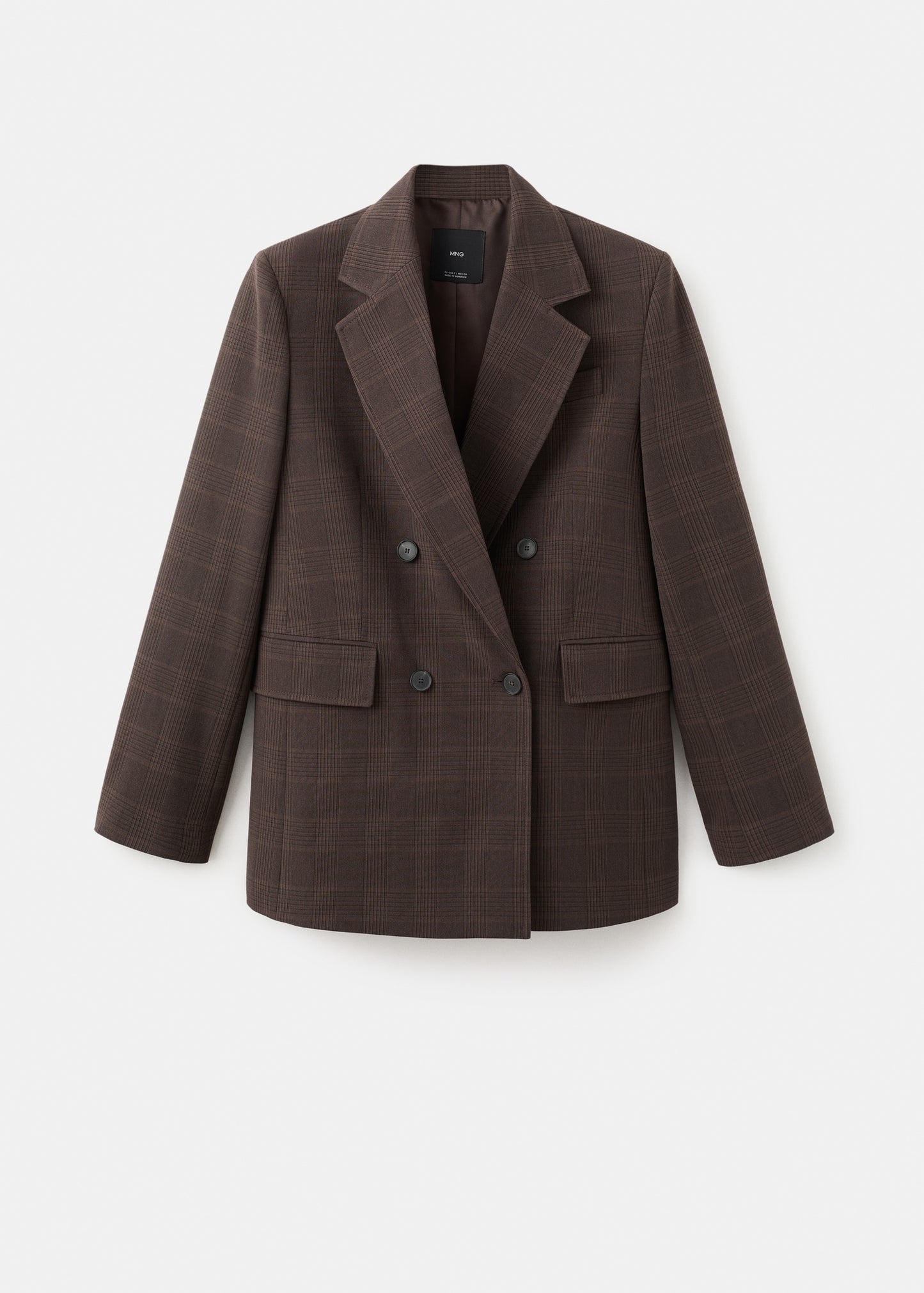 Double-breasted check suit jacket