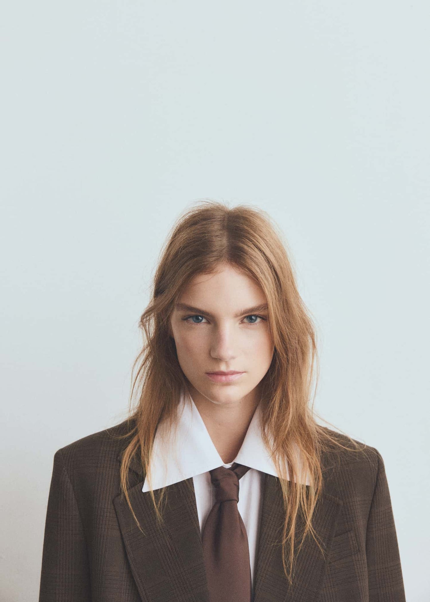 Double-breasted check suit jacket