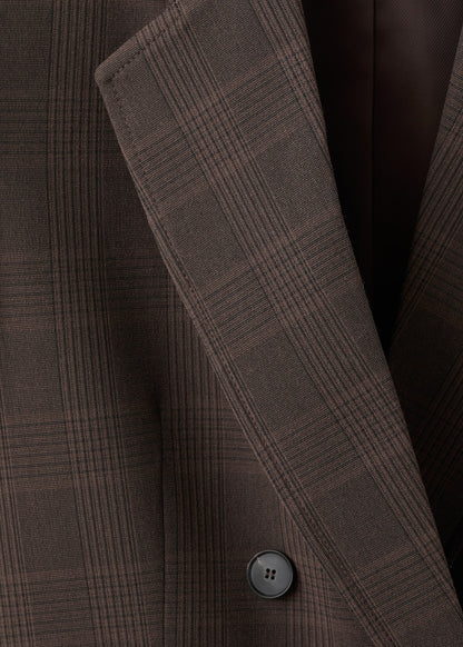 Double-breasted check suit jacket