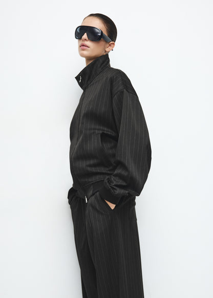 Pinstripe bomber jacket