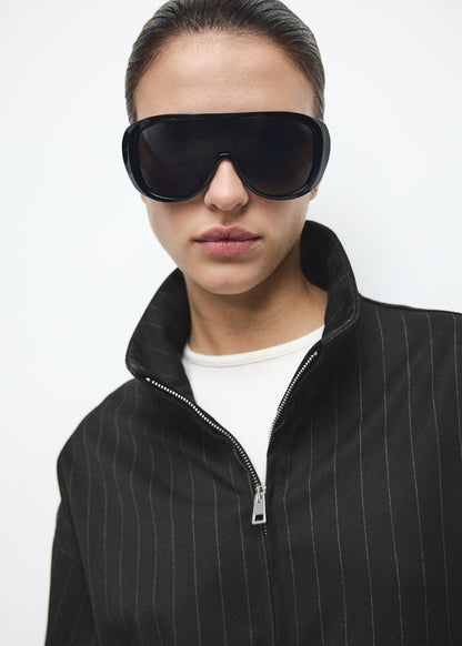 Pinstripe bomber jacket