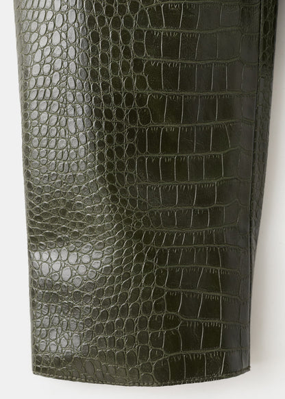 Croc-effect faux leather jacket