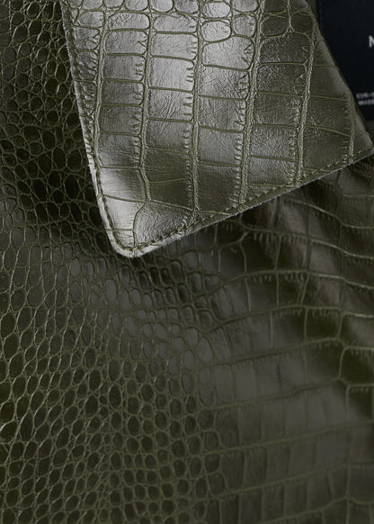 Croc-effect faux leather jacket