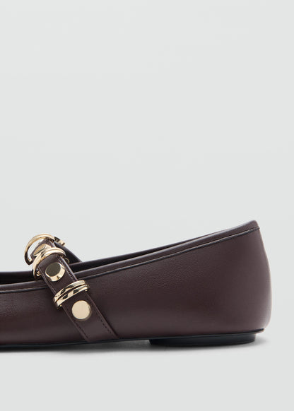 Ballet pump with metallic strap details