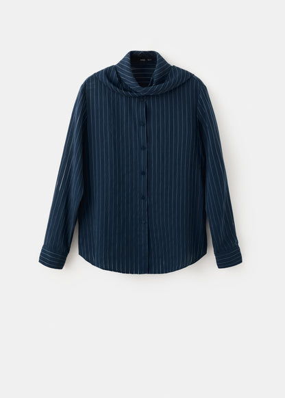 Striped blouse with bow tie neck