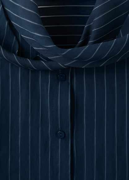 Striped blouse with bow tie neck