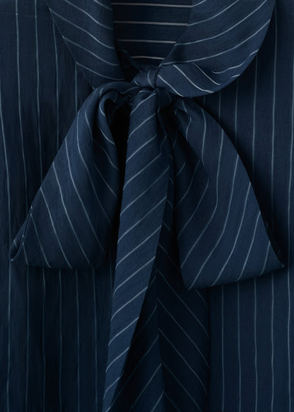 Striped blouse with bow tie neck