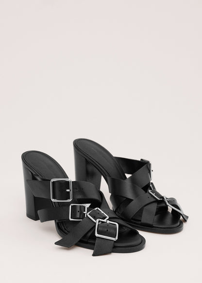 100% leather sandals with buckle straps