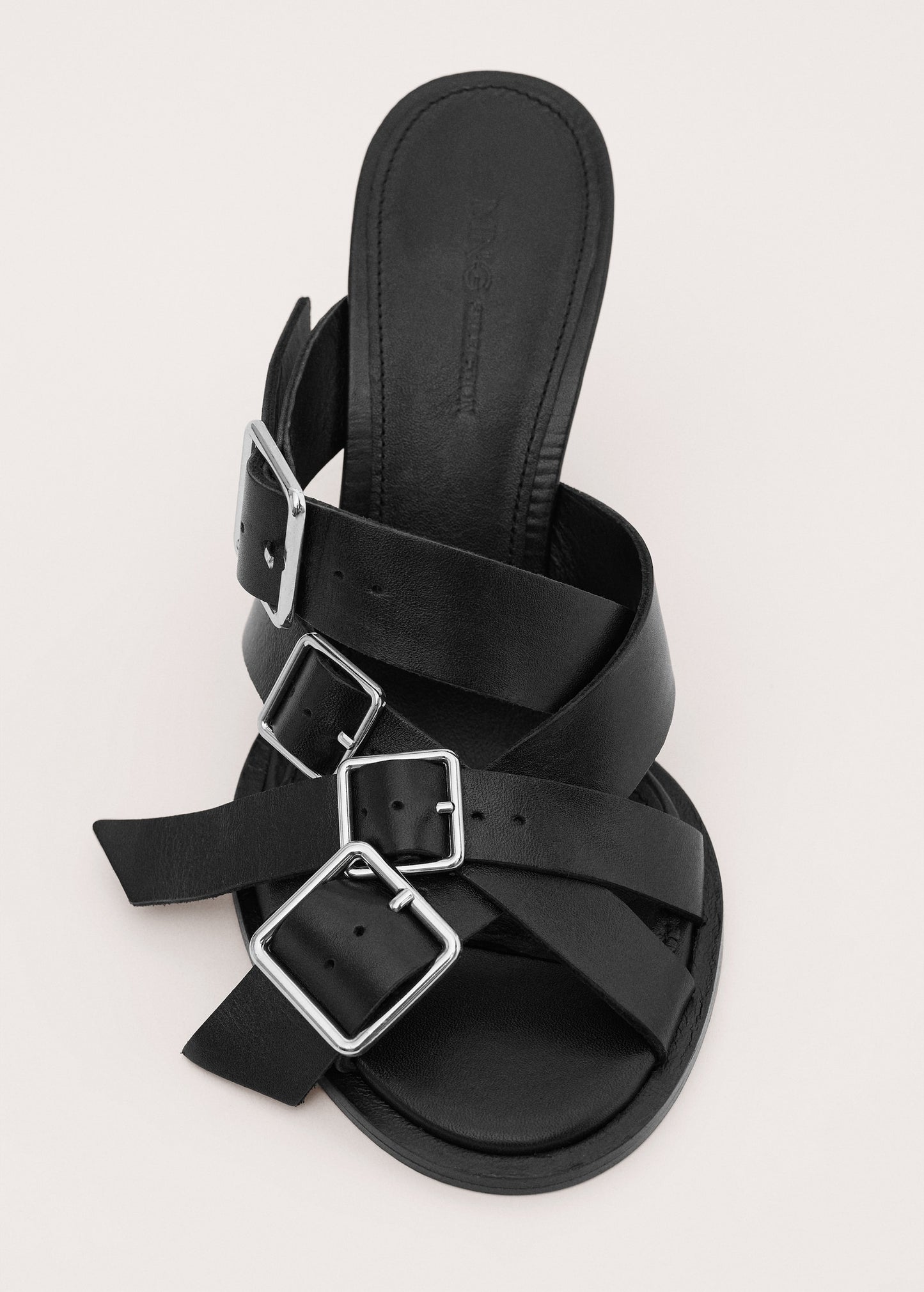 100% leather sandals with buckle straps