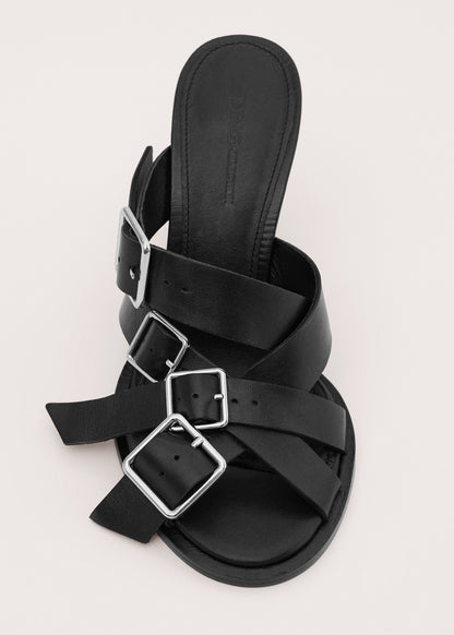 100% leather sandals with buckle straps