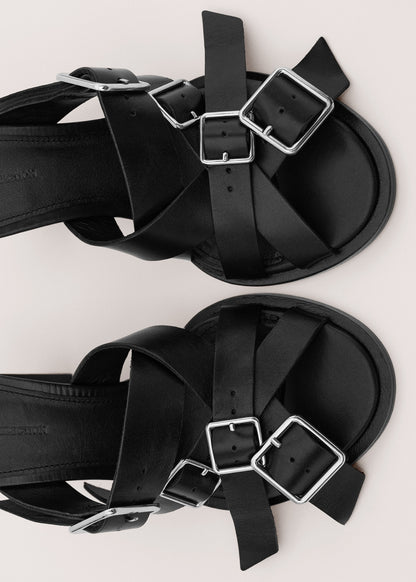 100% leather sandals with buckle straps