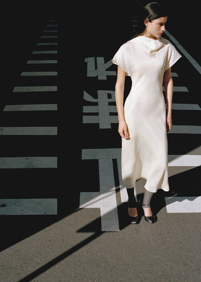 Lyocell combined dress with scarf detail