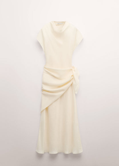 Lyocell combined dress with scarf detail