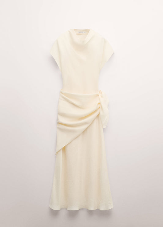 Lyocell combined dress with scarf detail