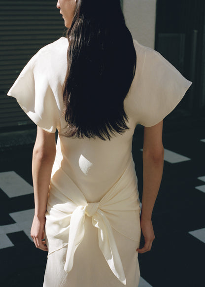 Lyocell combined dress with scarf detail
