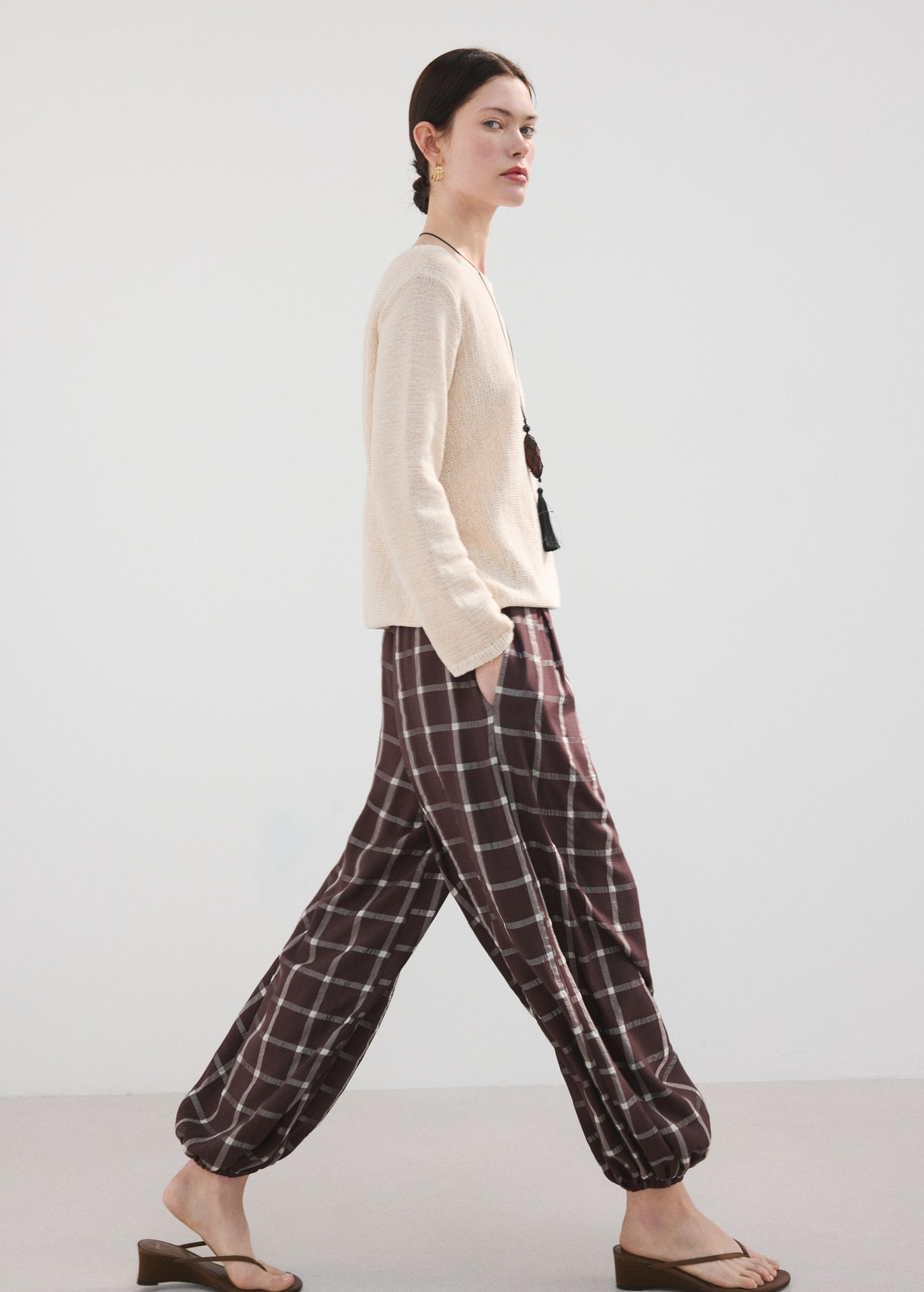 Mid-rise balloon trousers