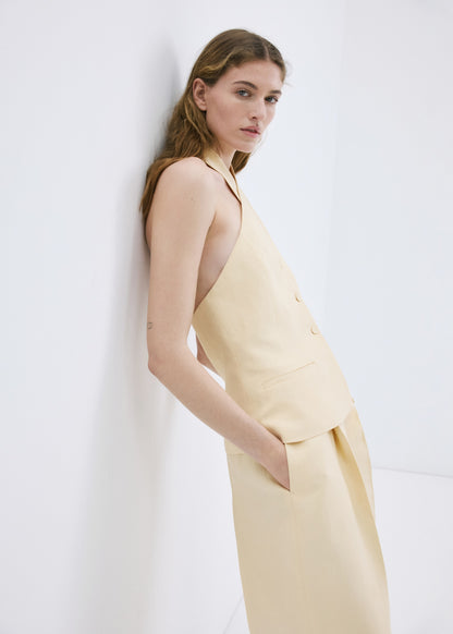 Linen buttoned top