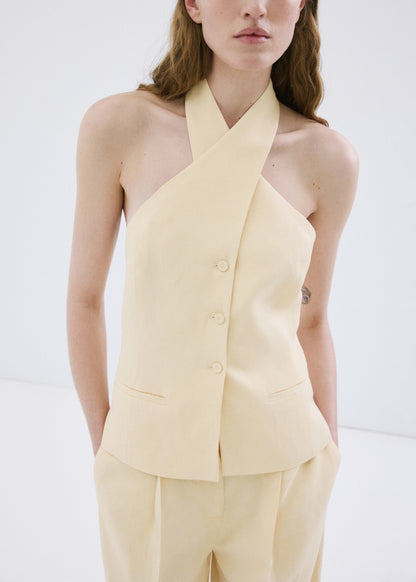Linen buttoned top