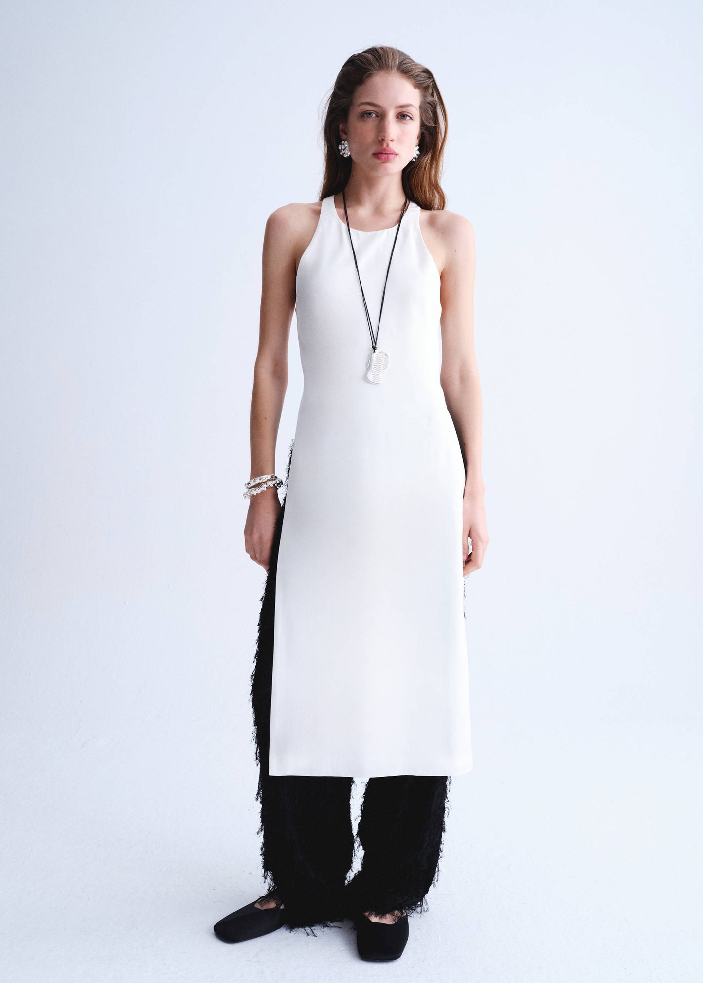 Long blouse with open back