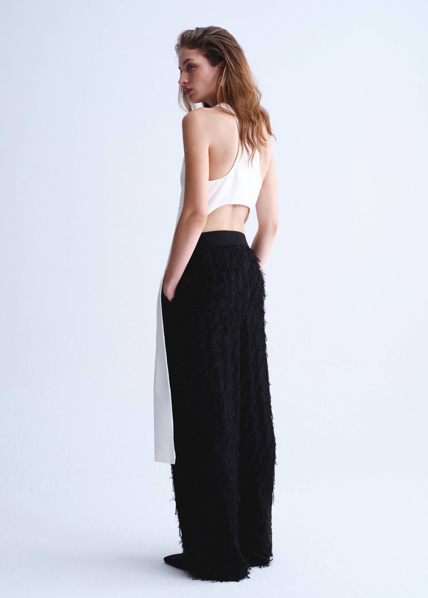 Long blouse with open back