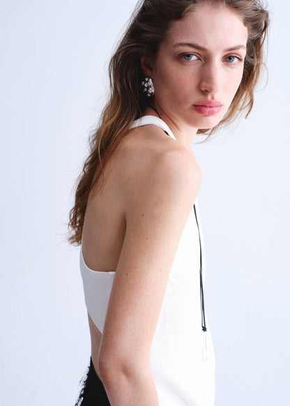 Long blouse with open back