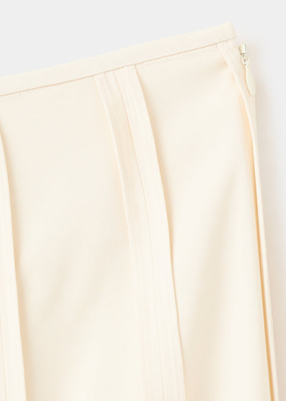 Midi skirt with pleated asymmetric hem