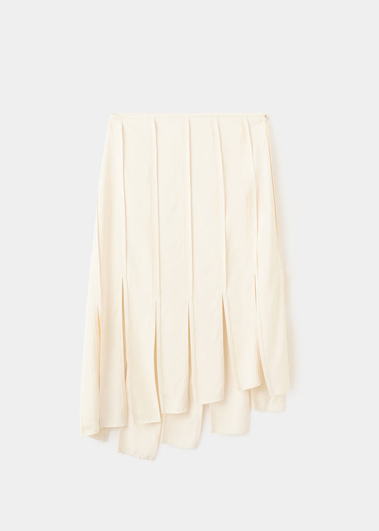 Midi skirt with pleated asymmetric hem