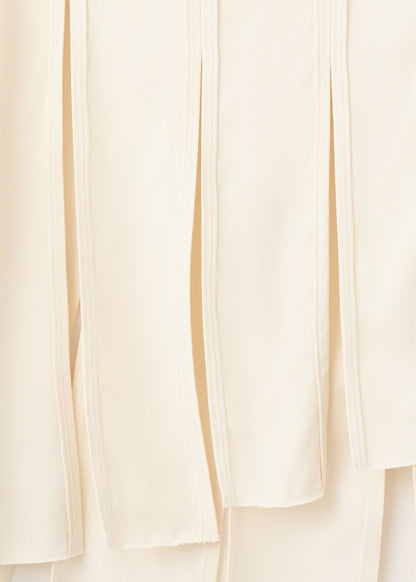 Midi skirt with pleated asymmetric hem