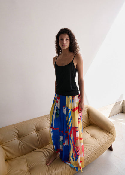 Asymmetrical printed skirt