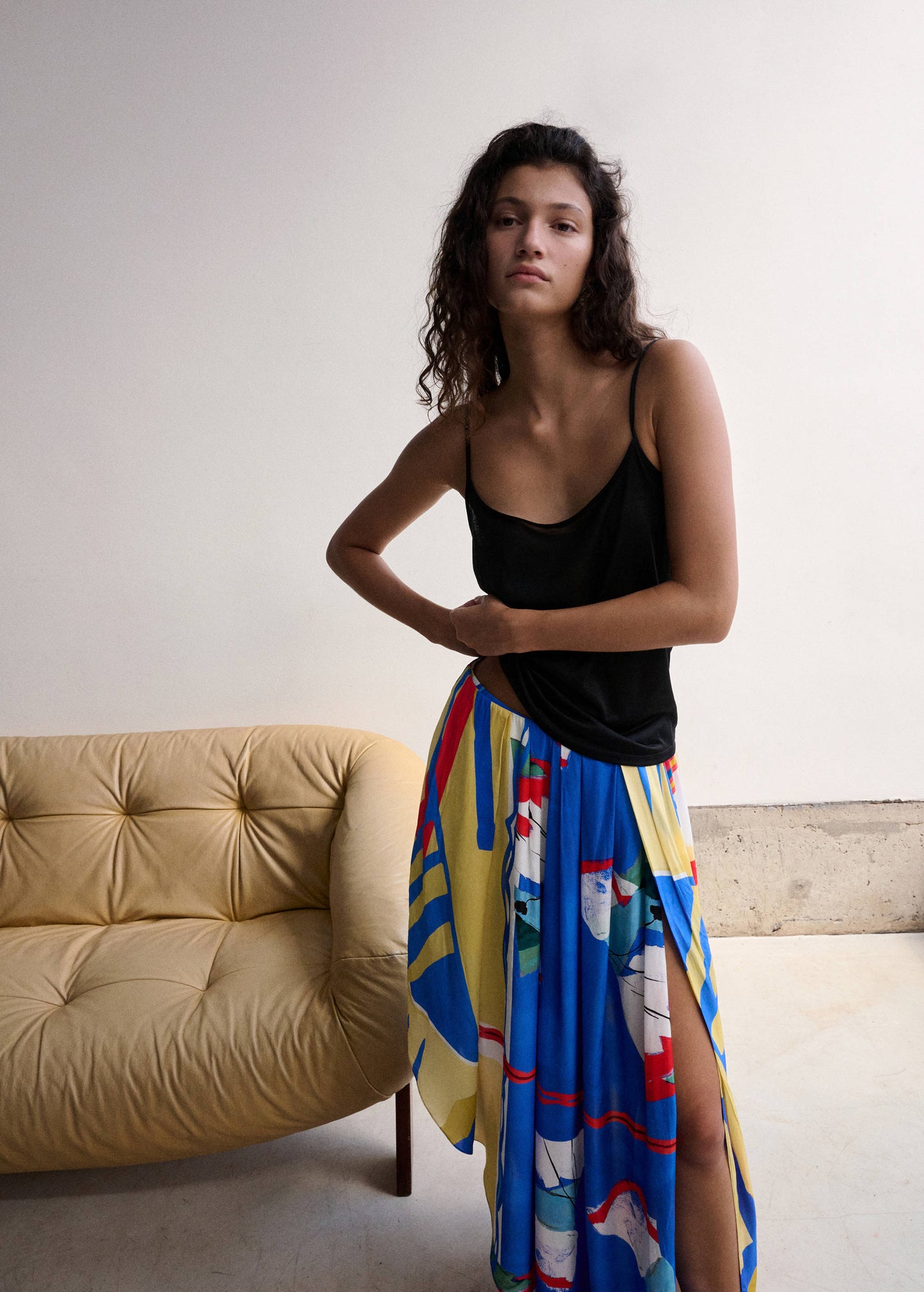 Asymmetrical printed skirt