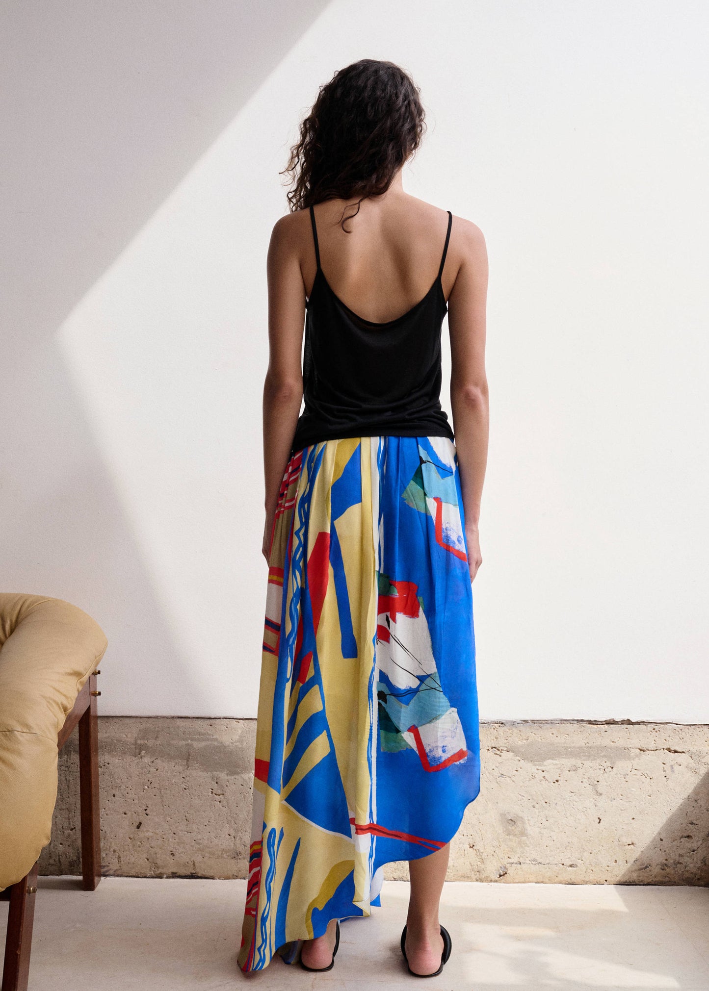 Asymmetrical printed skirt