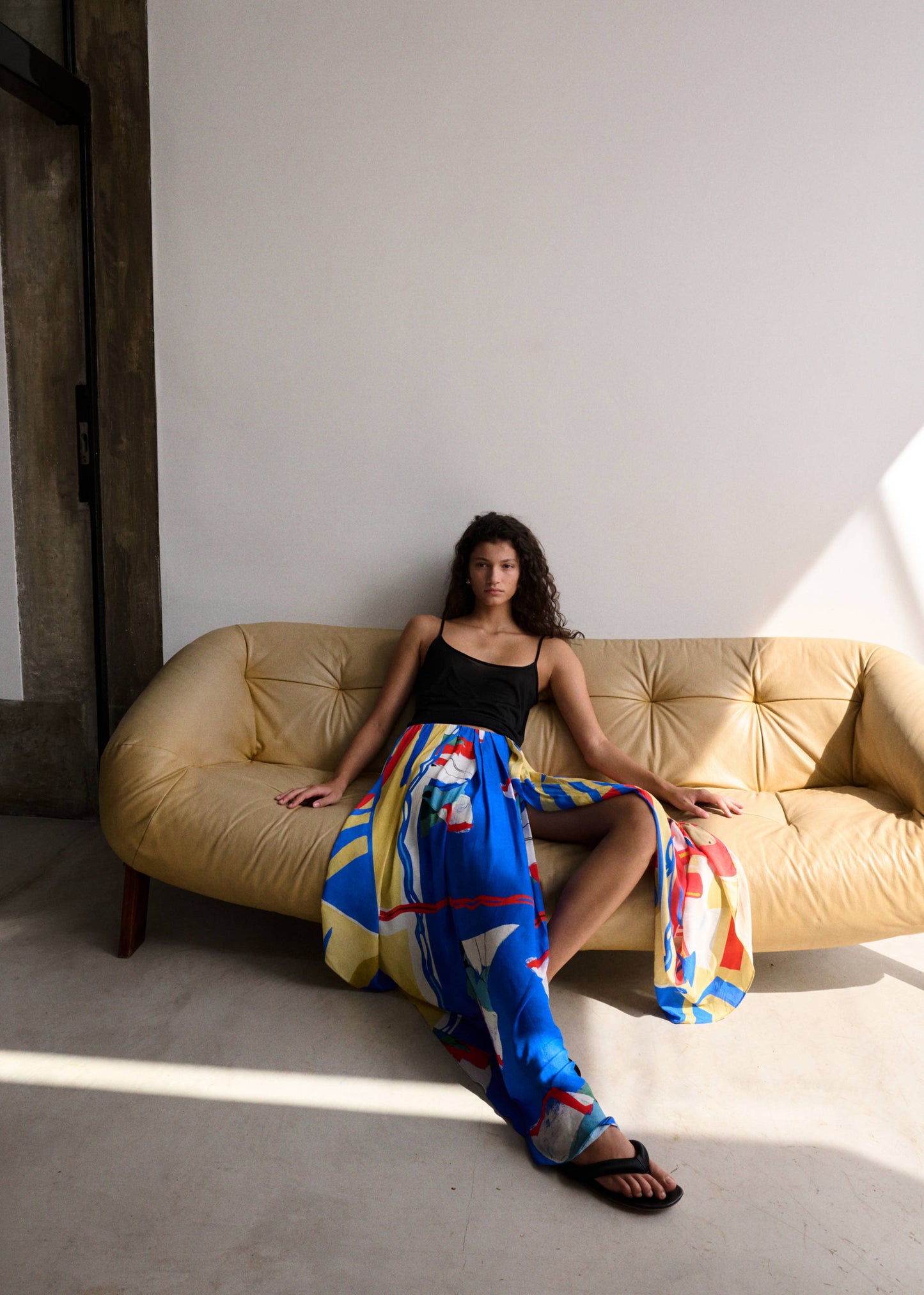 Asymmetrical printed skirt