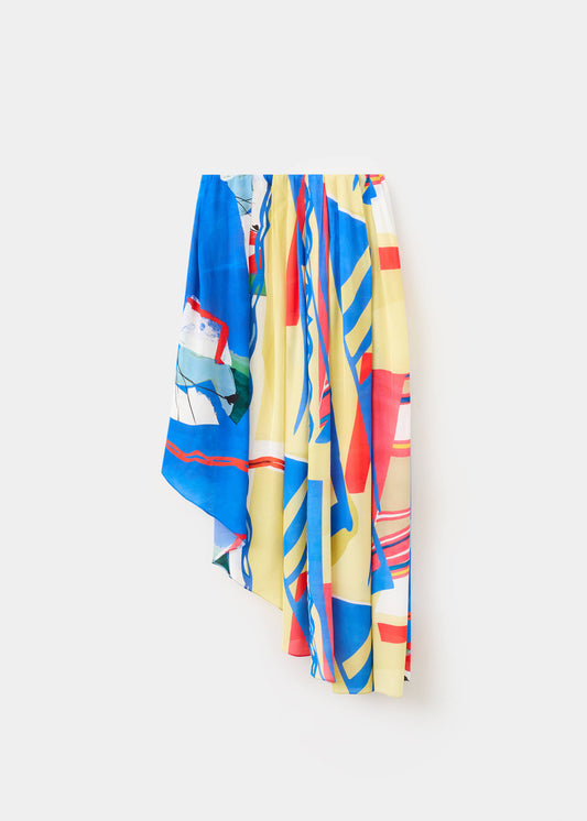 Asymmetrical printed skirt