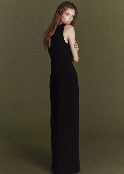 Fitted dress with transparent straps