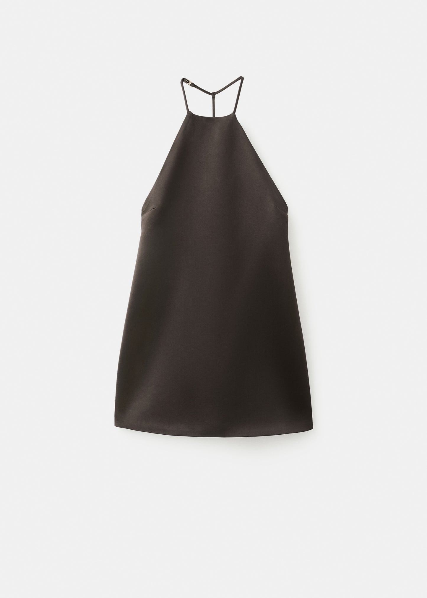 Satin dress with faux-fur collar