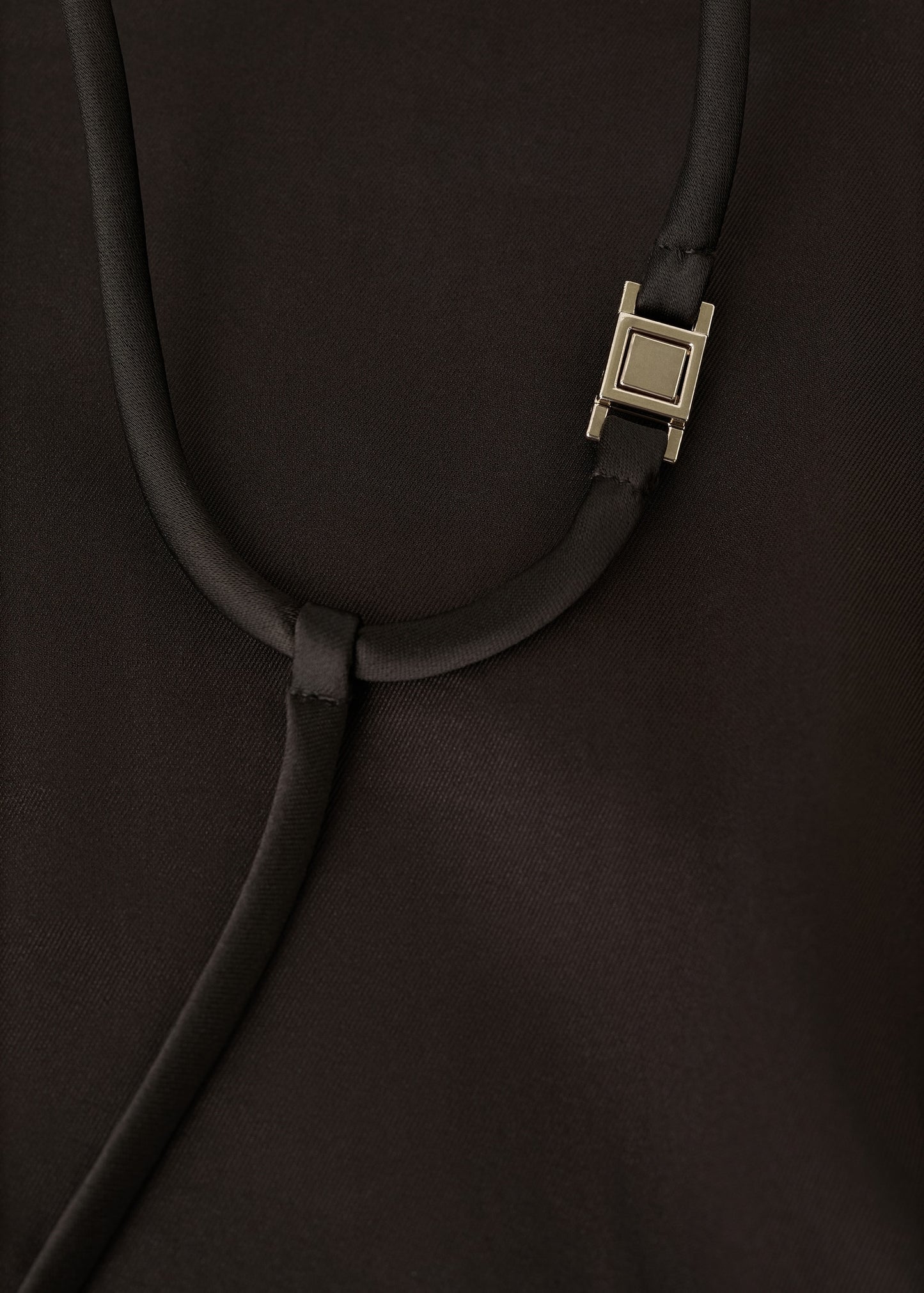 Satin dress with faux-fur collar