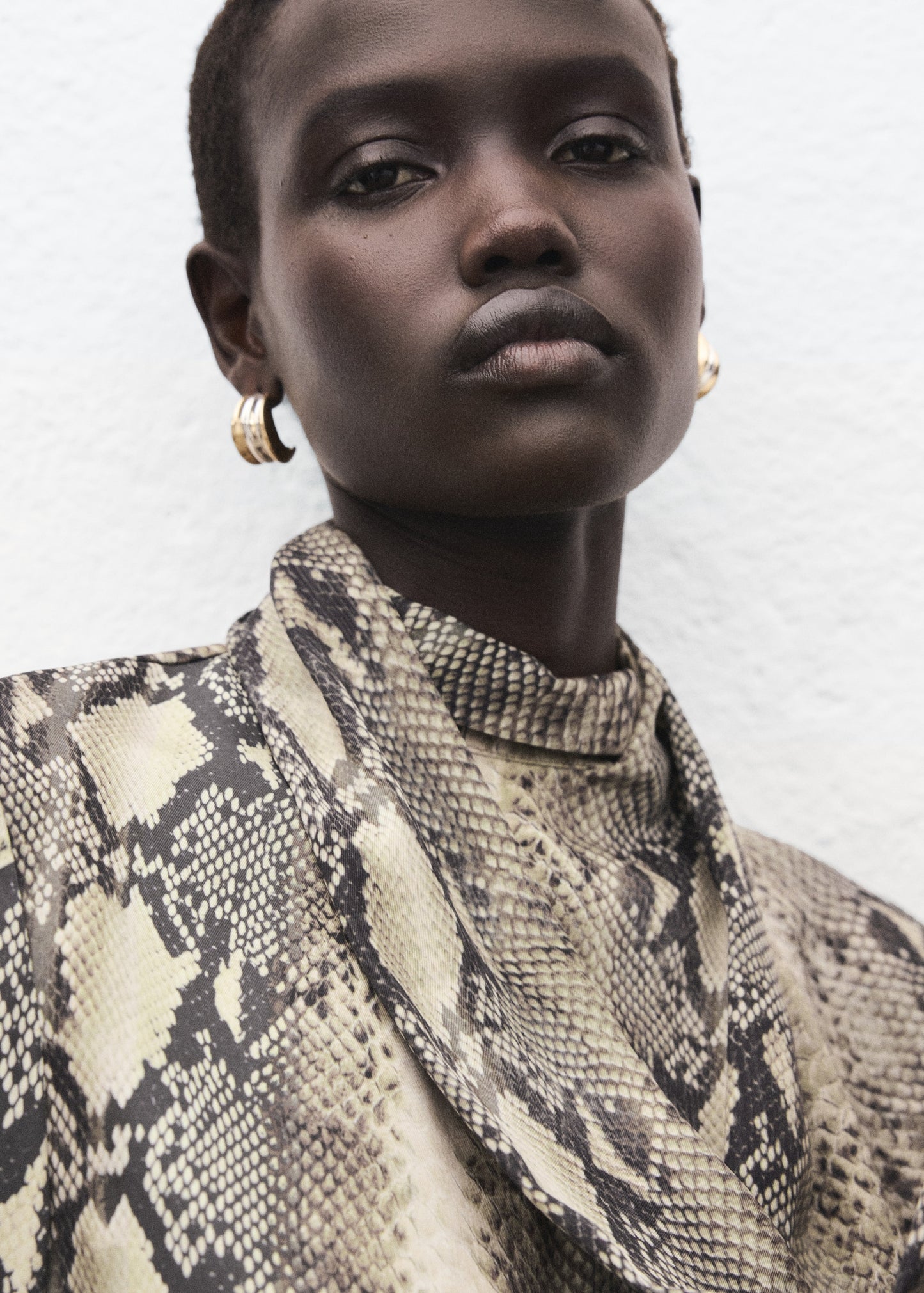 Animal-print blouse with scarf