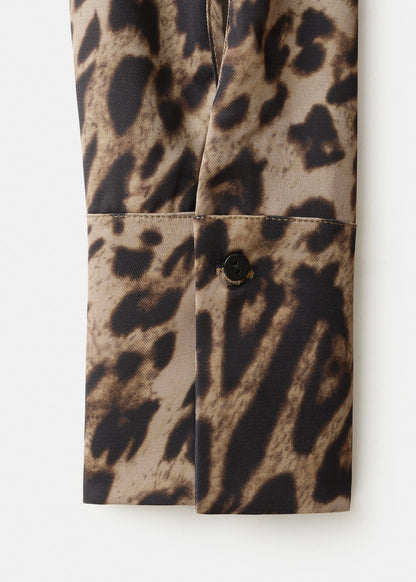 Animal-print blouse with scarf
