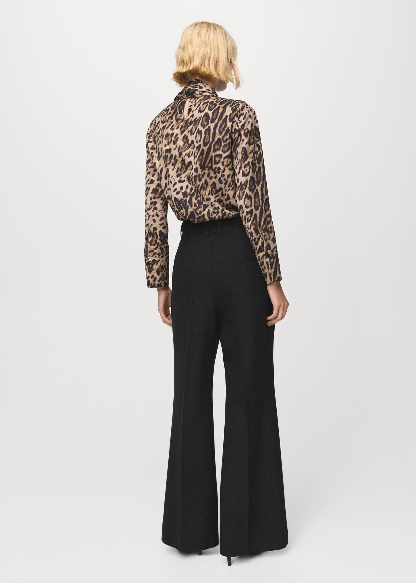 Animal-print blouse with scarf