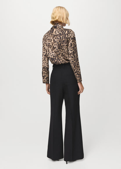 Animal-print blouse with scarf