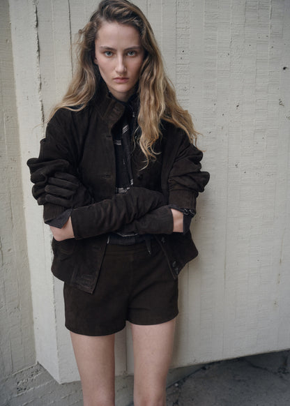 Buttoned suede jacket