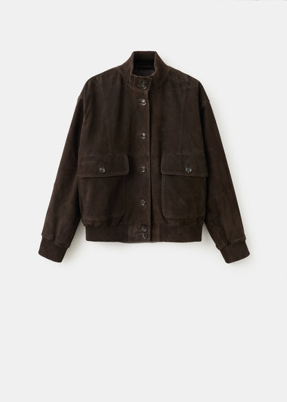 Buttoned suede jacket