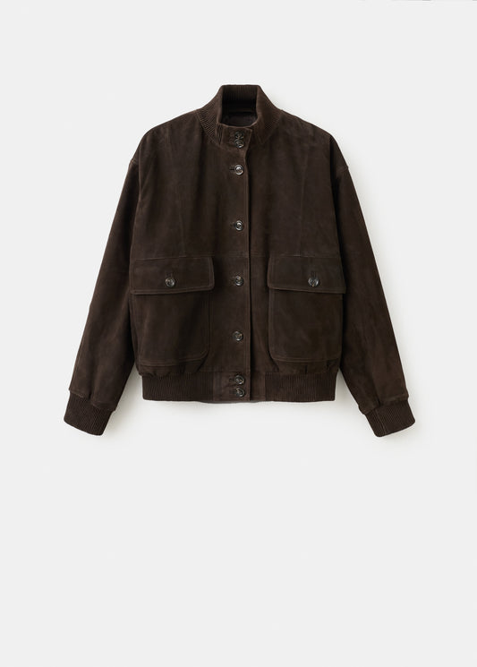 Buttoned suede jacket