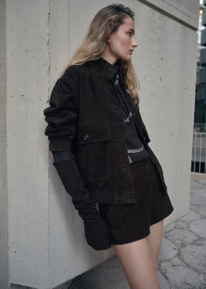 Buttoned suede jacket